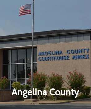 Angelina County courthouse annex with modern architectural design, featuring large glass windows and the American flag, representing Angelina County’s government services.