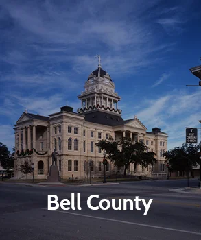 Historic Bell County courthouse with its grand clock tower and neoclassical architecture, representing Bell County and local government services.