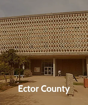 Ector County courthouse with its unique geometric façade, representing Ector County’s modern architecture and government services.