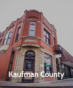 Historic red-brick building in Kaufman County, showcasing classic small-town Texas architecture and the county’s heritage.