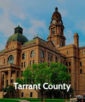 Tarrant County courthouse with its grand clock tower and historic architecture, representing Tarrant County and the Tarrant County appraisal district.